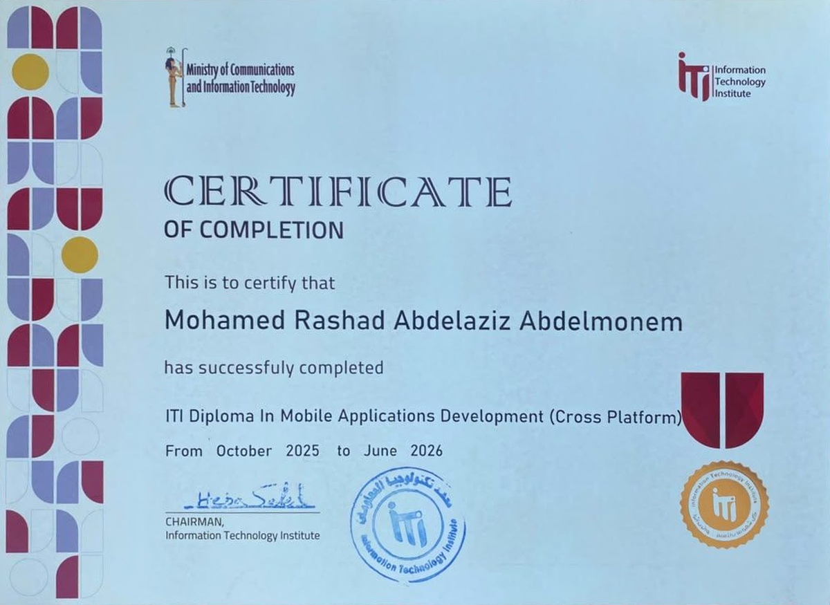 Cross-Platform Mobile Development - Information Technology Institute (ITI) Certificate
