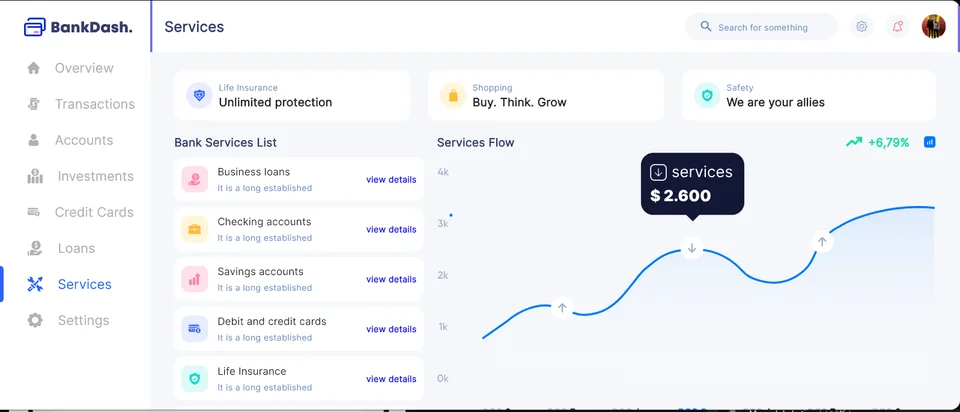Bank Dash desktop screen 2