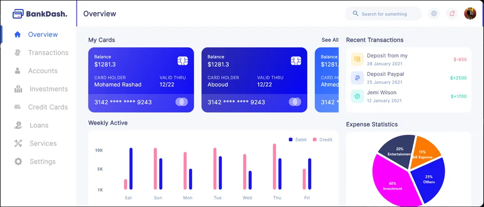Bank Dash desktop screen 15