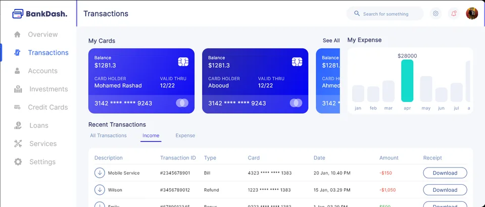Bank Dash desktop screen 17