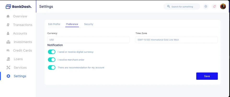 Bank Dash desktop screen 19