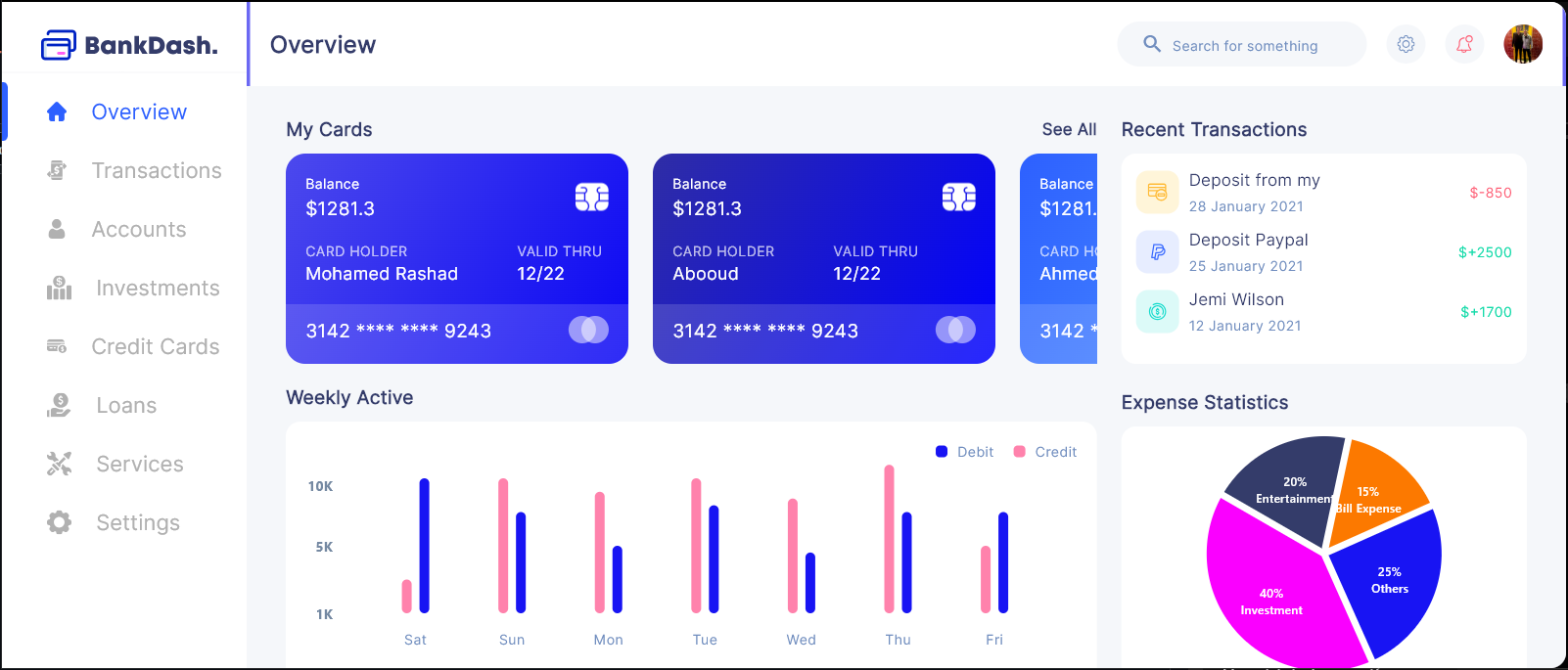 Bank Dash desktop screen 3