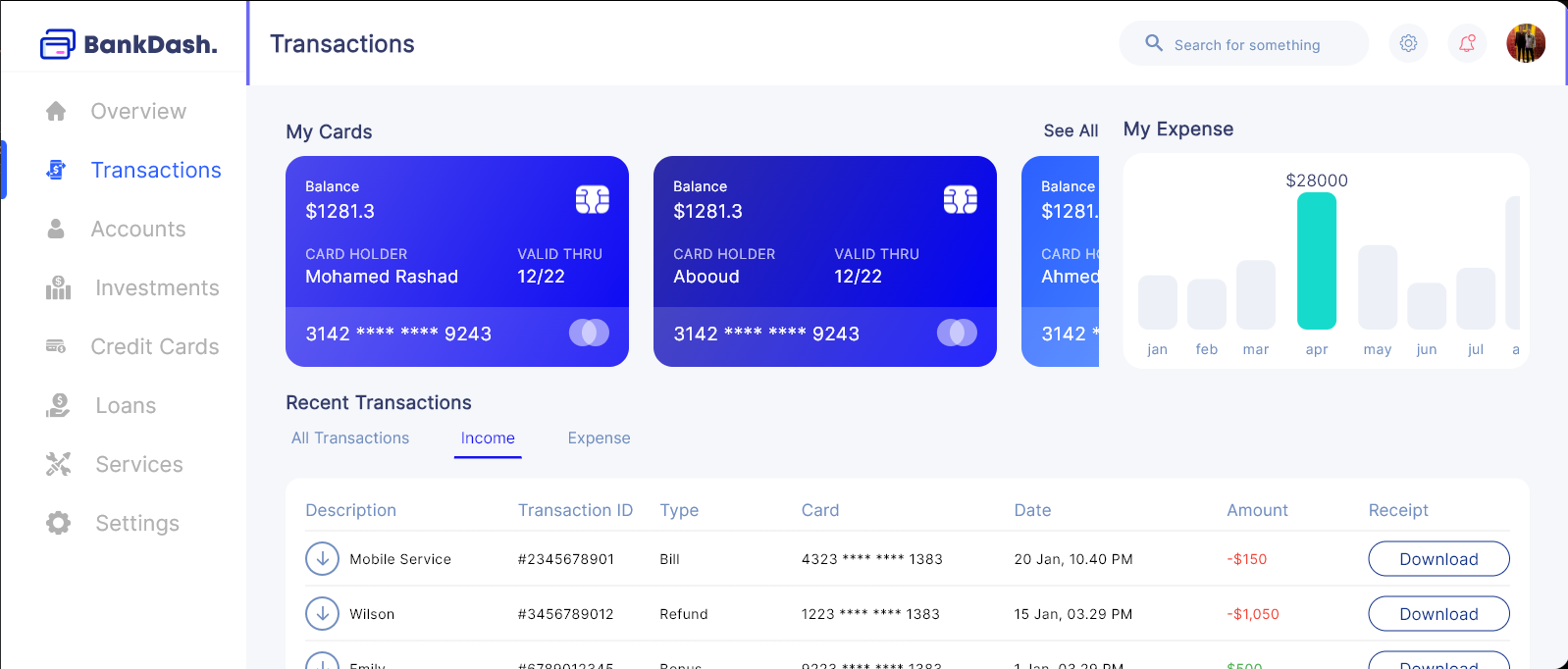 Bank Dash desktop screen 5