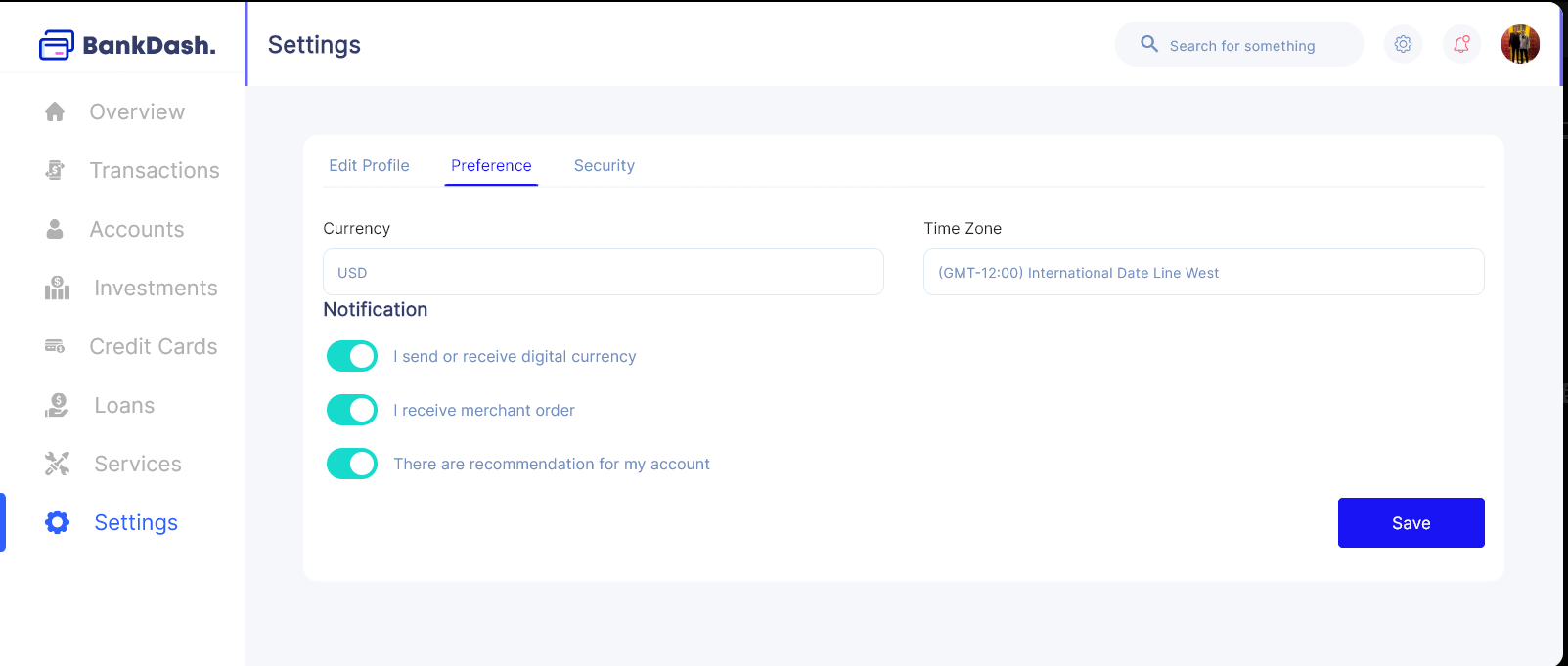 Bank Dash desktop screen 7
